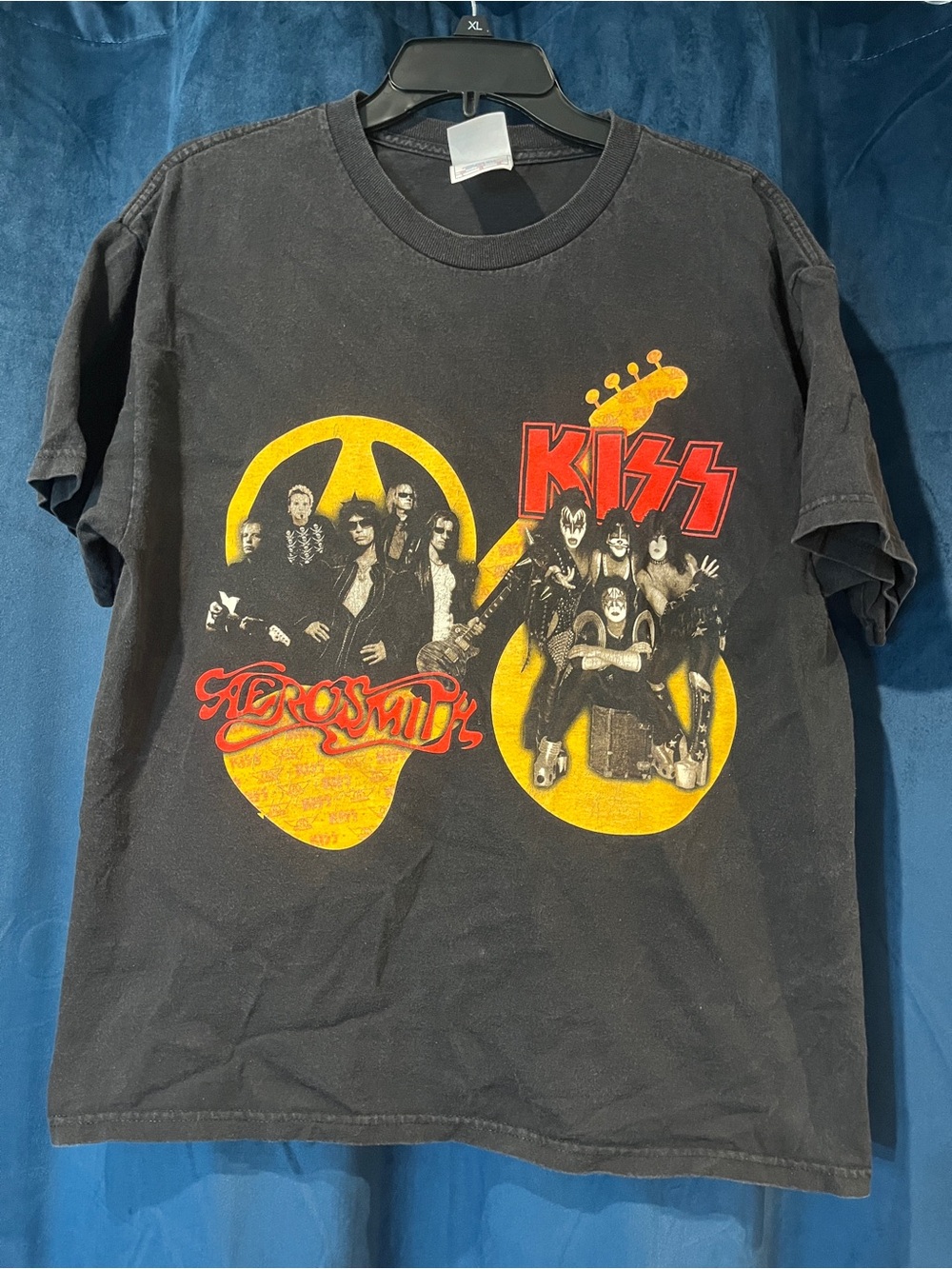 Vintage Aerosmith & KISS 2003 2004 Rocksimus Maximus Concert Tour Shirt Large
